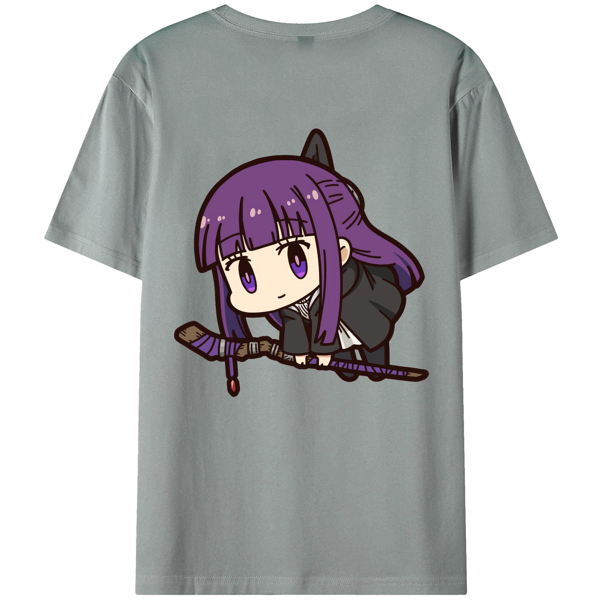 （画像用） 葬送のフリーレン Frieren 綿100％ メンズ半袖Tシャツ（バックプリント） 通気性